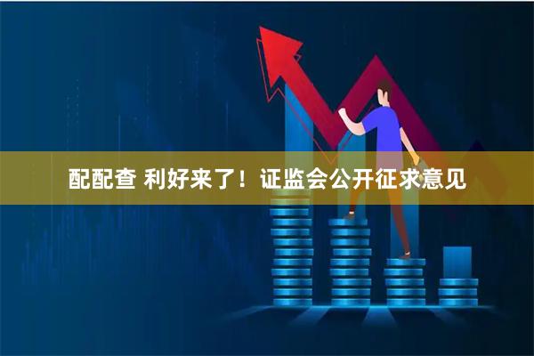 配配查 利好来了！证监会公开征求意见
